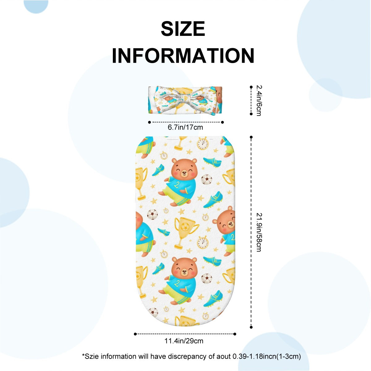Baby Swaddle Sack with Baby Headbands Baby Bear Soccer