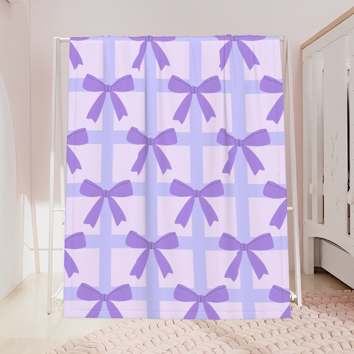 Large Baby Blanket Purple Bow