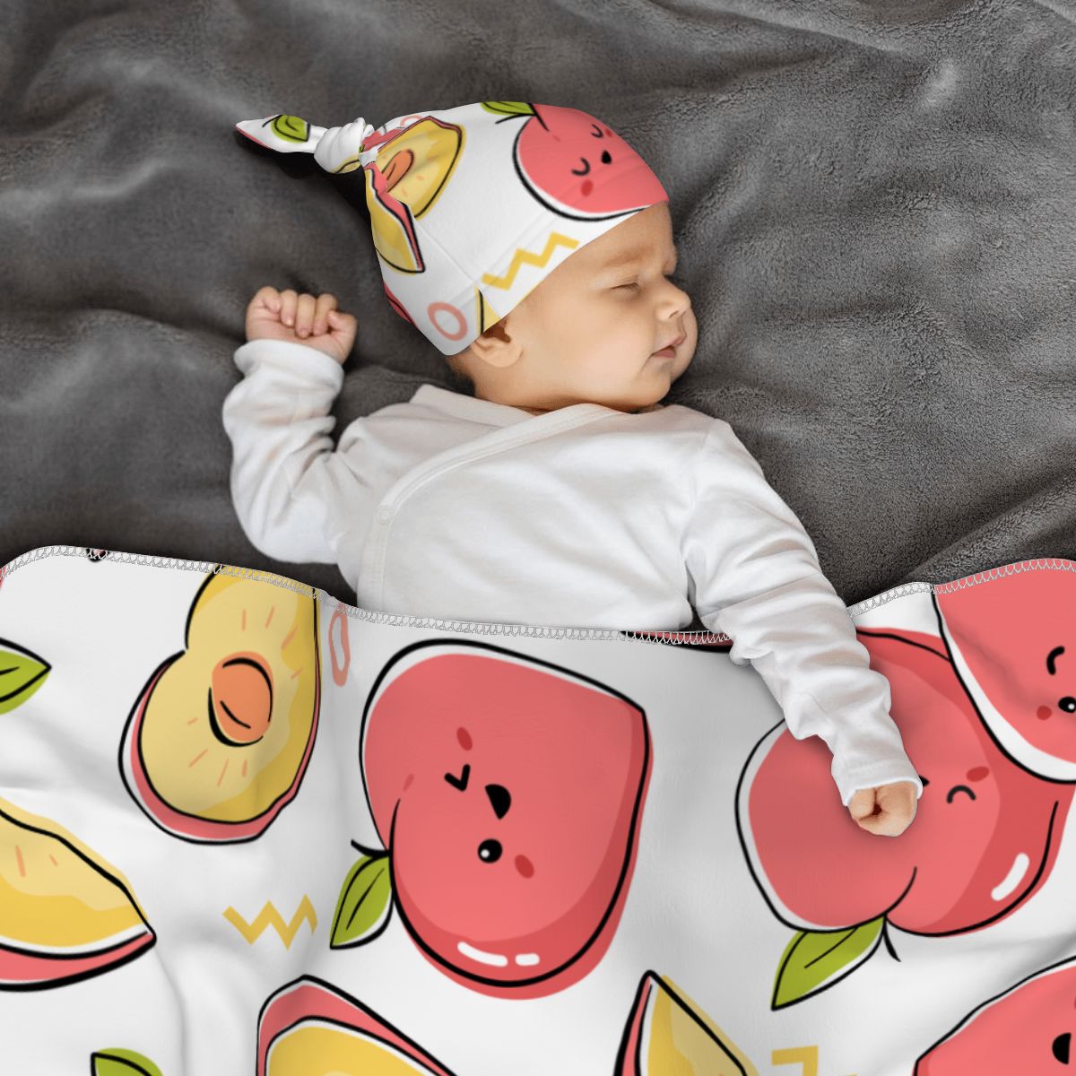 Baby Swaddle Blanket & Beanie Hat Set