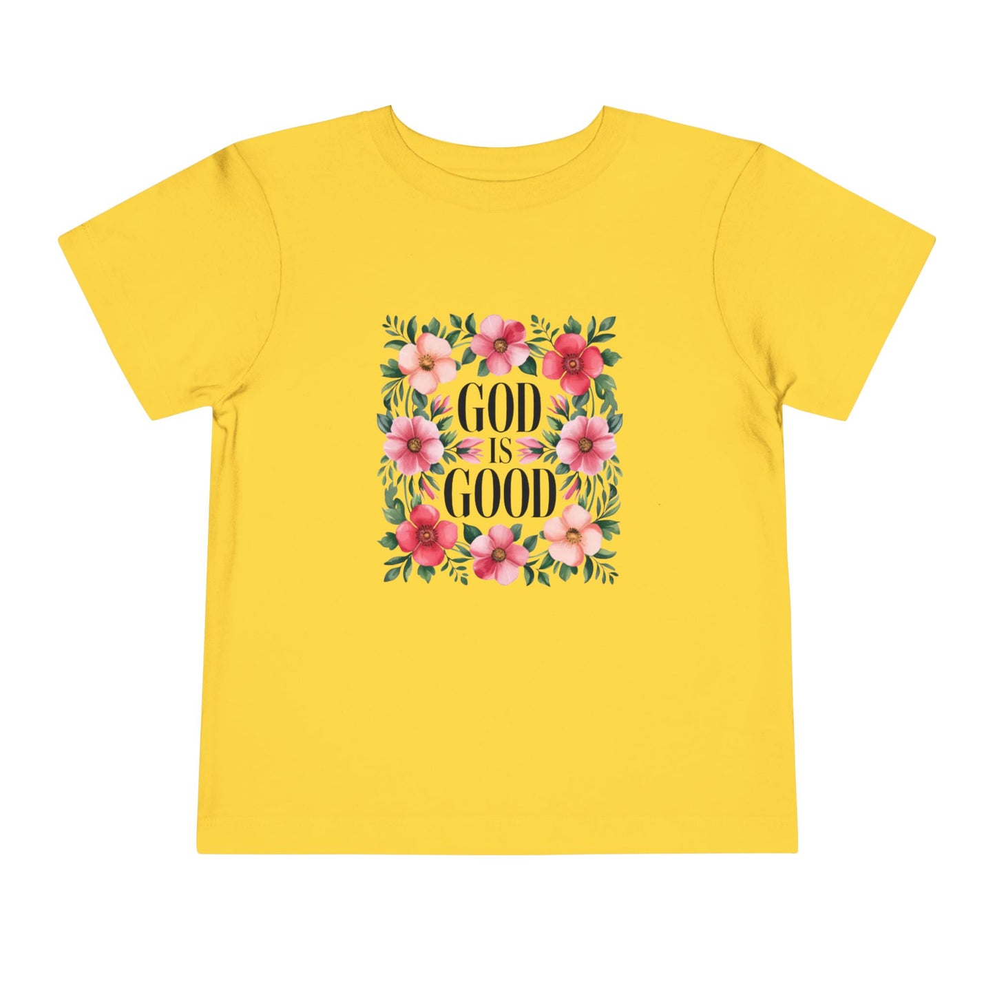 Toddler Tee — "God Is Good" Floral Faith Shirt