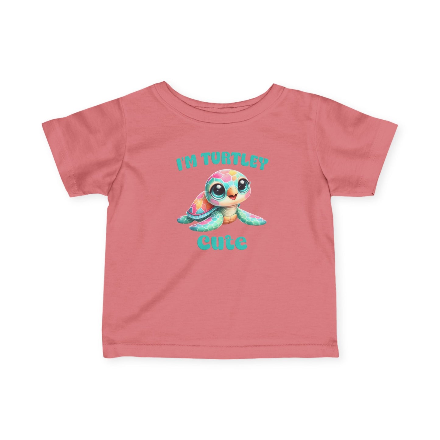 Infant Tee — "I'm Turtley Cute" Colorful Baby Turtle Graphic