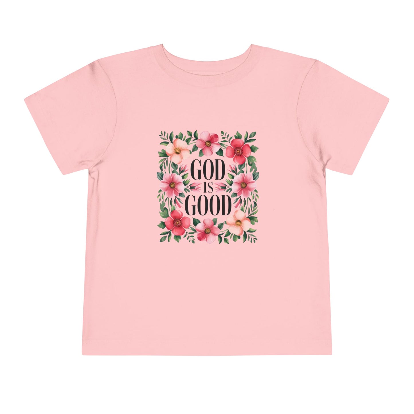 Toddler Tee — "God Is Good" Floral Faith Shirt