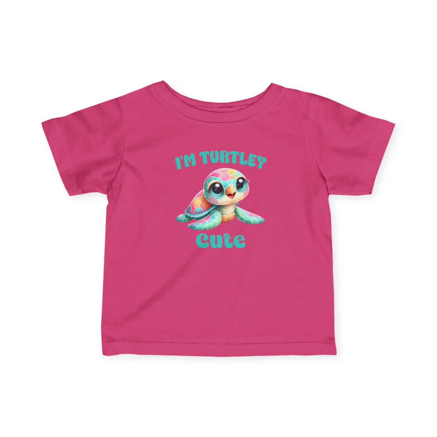 Infant Tee — "I'm Turtley Cute" Colorful Baby Turtle Graphic