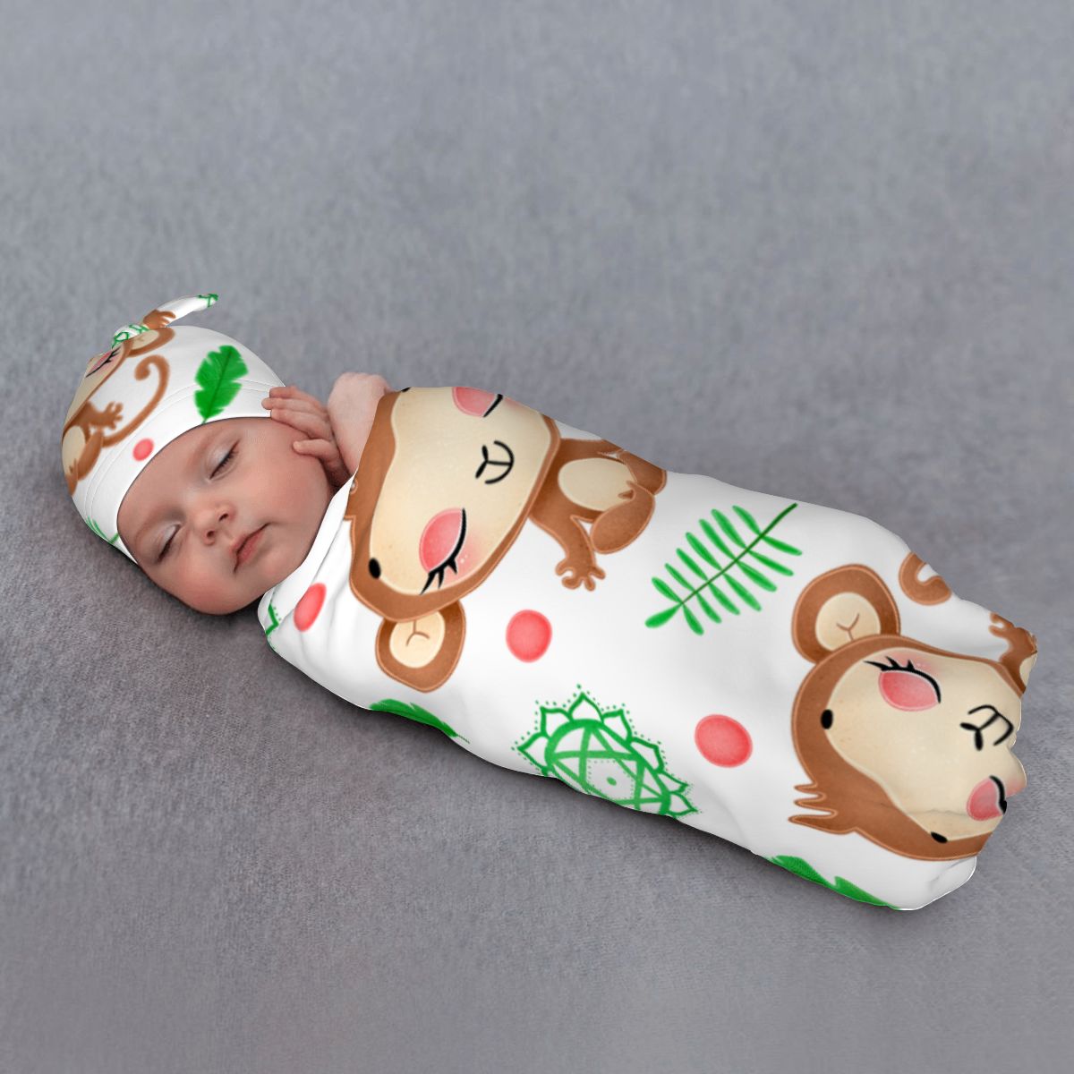 Baby Swaddle Blanket & Beanie Hat Set