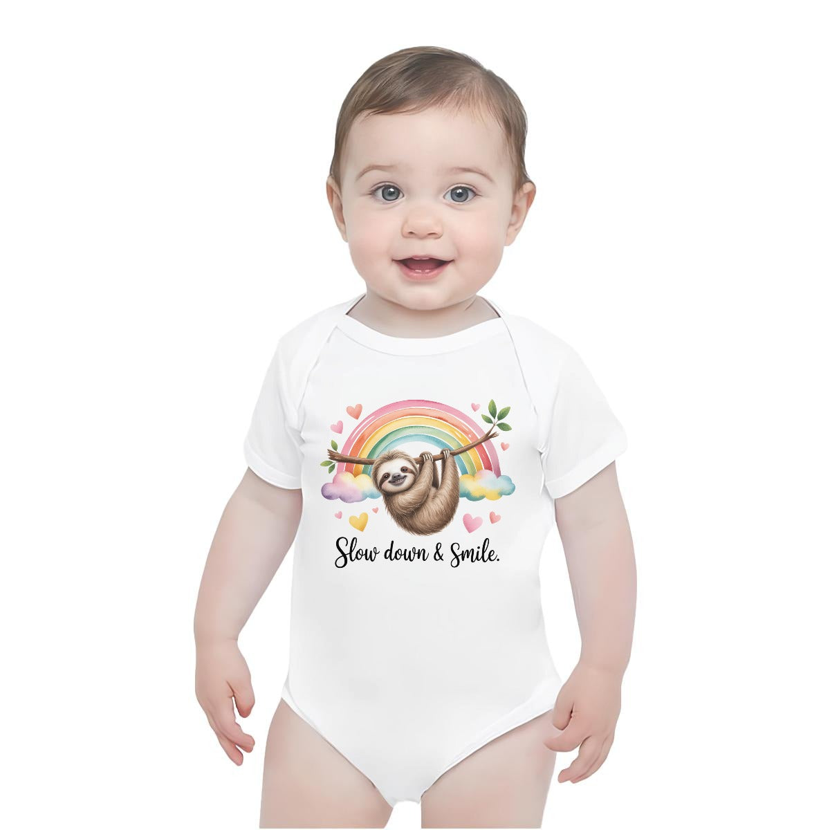 Baby Short-Sleeve Onesie Printed in USA| 190GSM Front DTF
