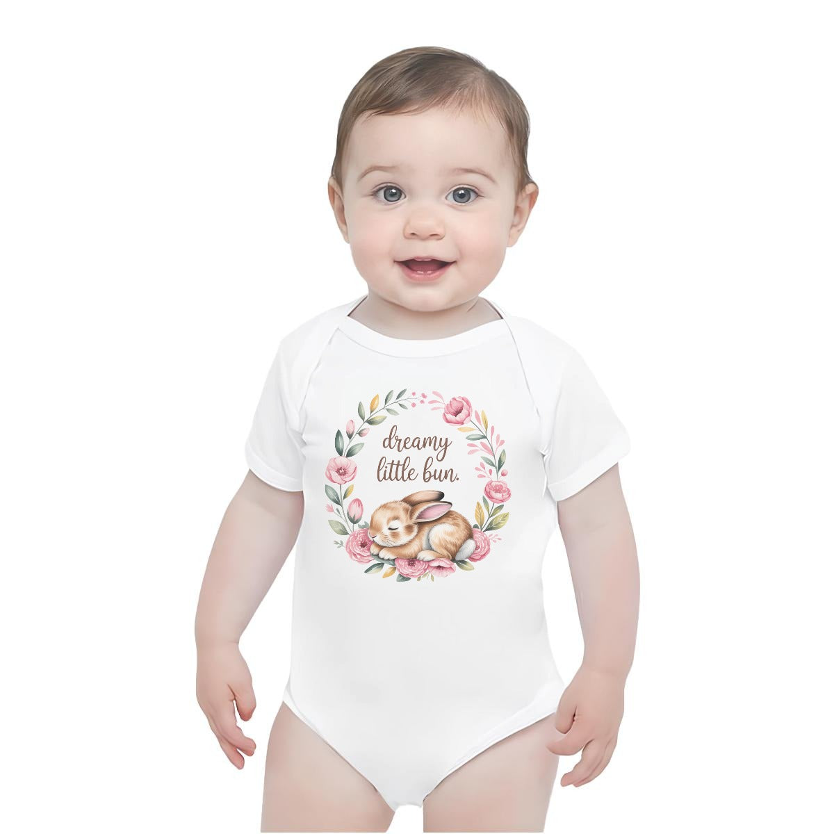 Baby Short-Sleeve Onesie Printed in USA| 190GSM Front DTF