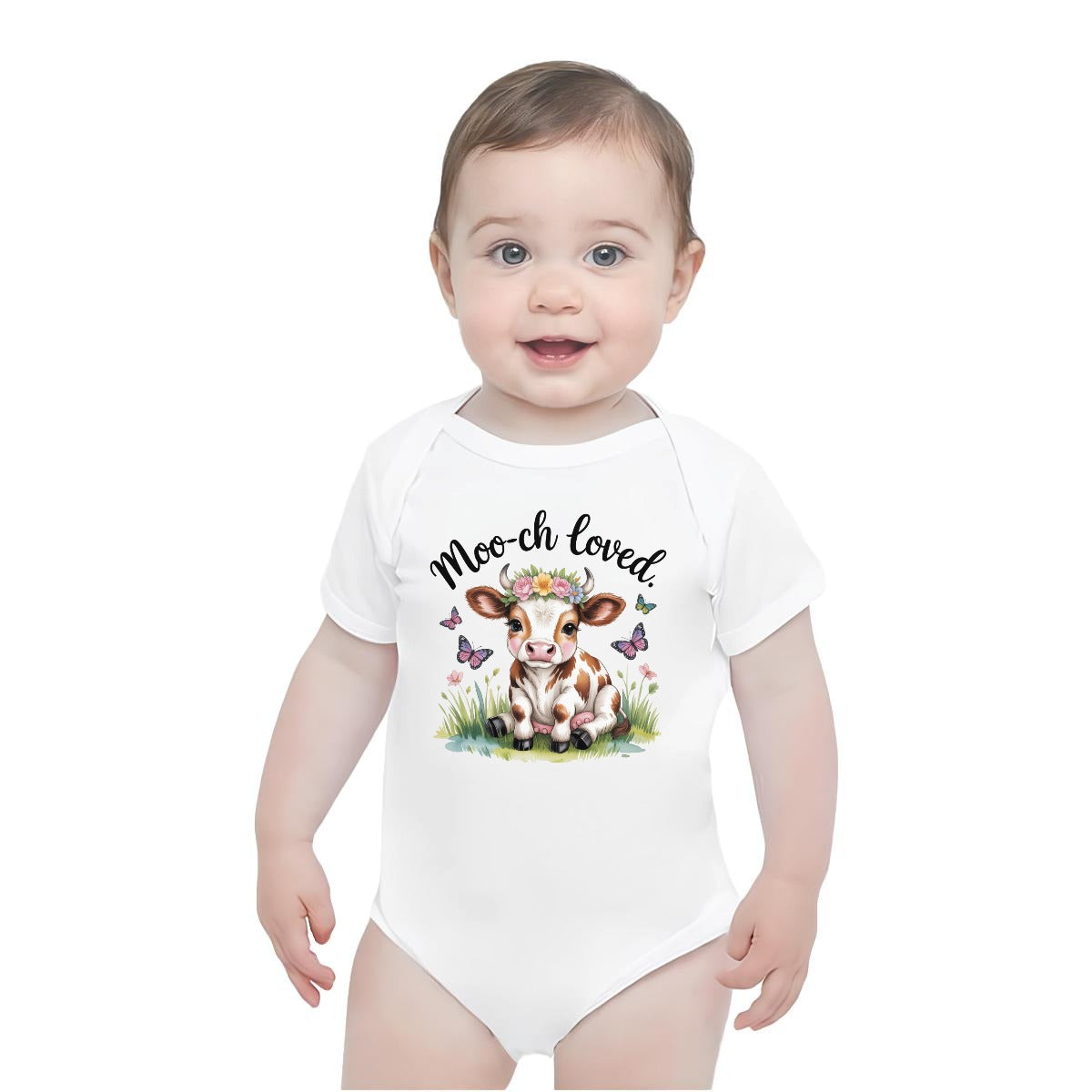 Baby Short-Sleeve Onesie Printed in USA| 190GSM Front DTF