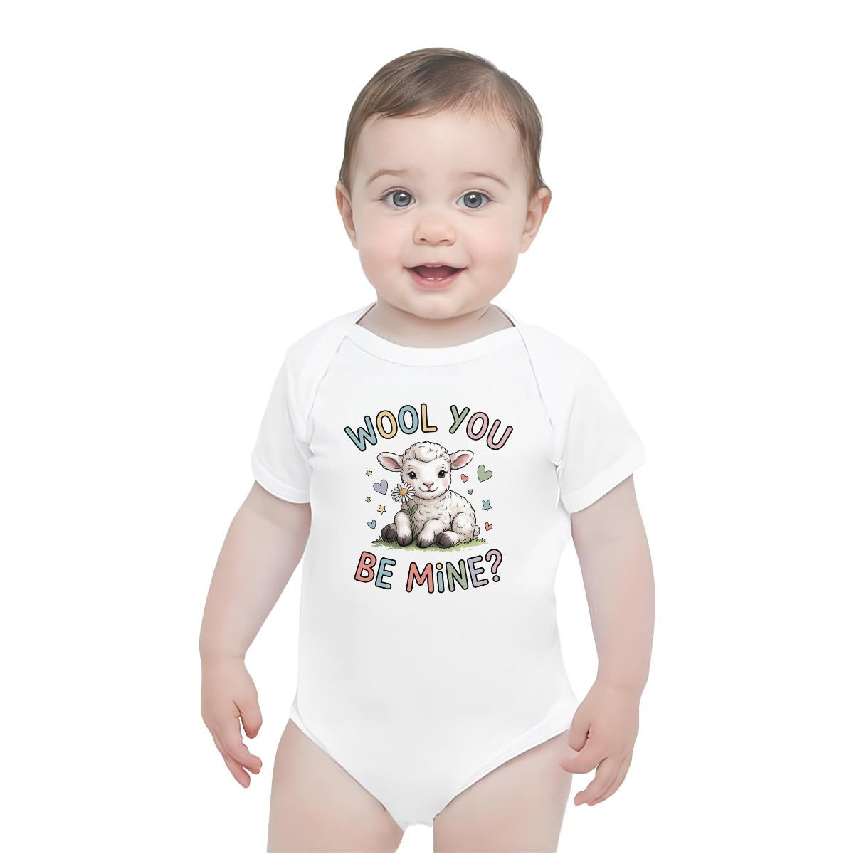 Baby Short-Sleeve Onesie Printed in USA| 190GSM Front DTF