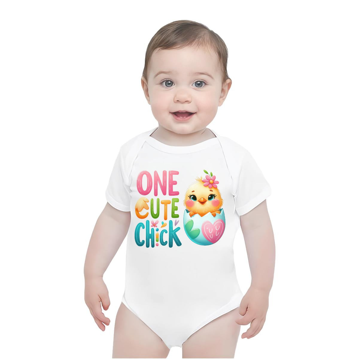 Baby Short-Sleeve Onesie Printed in USA| 190GSM Front DTF