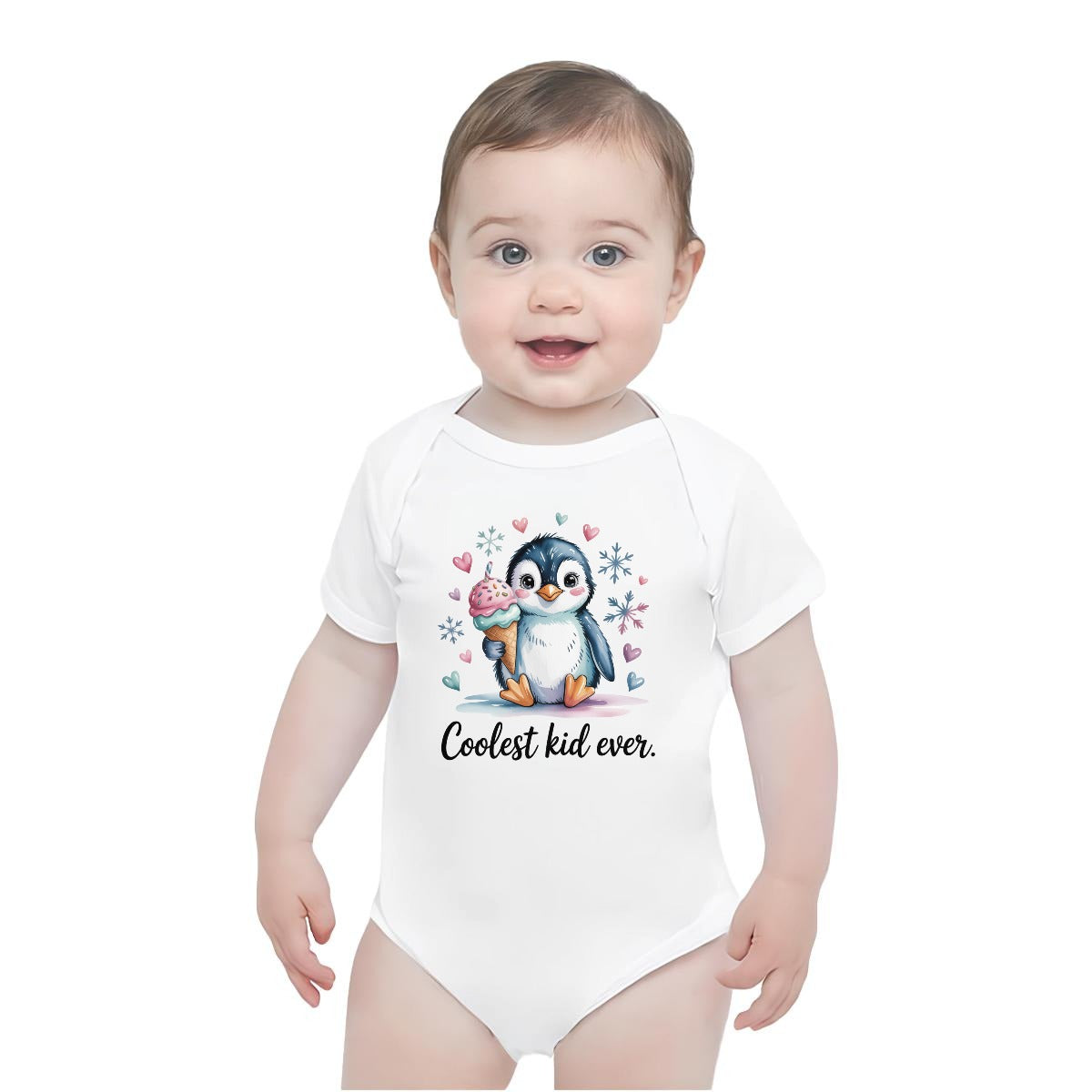 Baby Short-Sleeve Onesie Printed in USA| 190GSM Front DTF