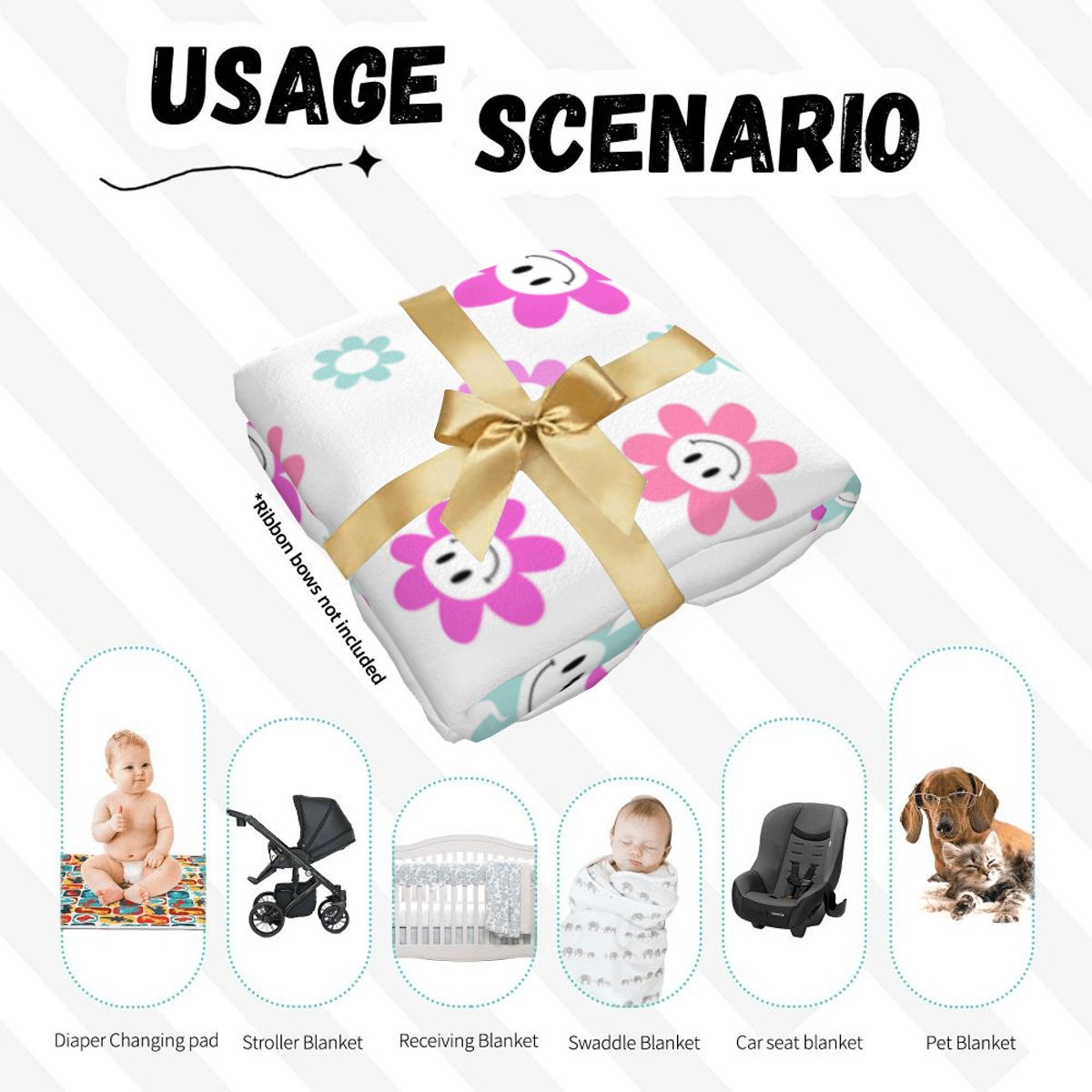 Baby Swaddle Blanket & Beanie Hat Set