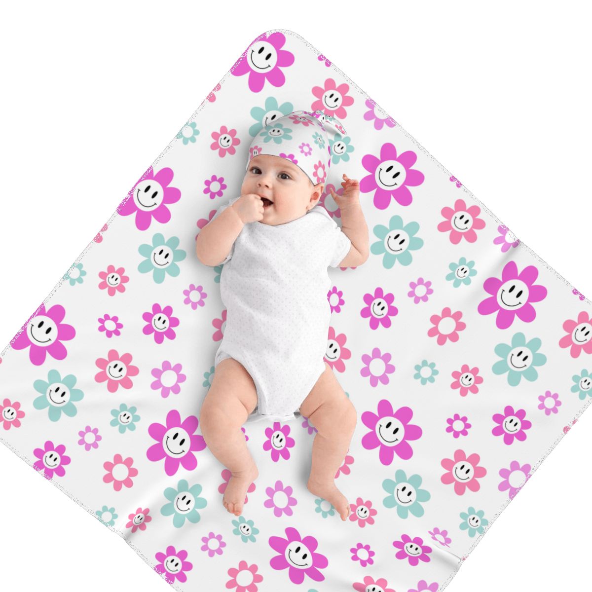 Baby Swaddle Blanket & Beanie Hat Set