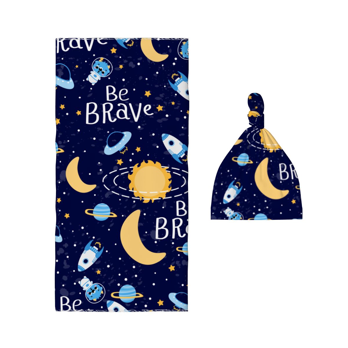 Baby Swaddle Blanket & Beanie Hat Set