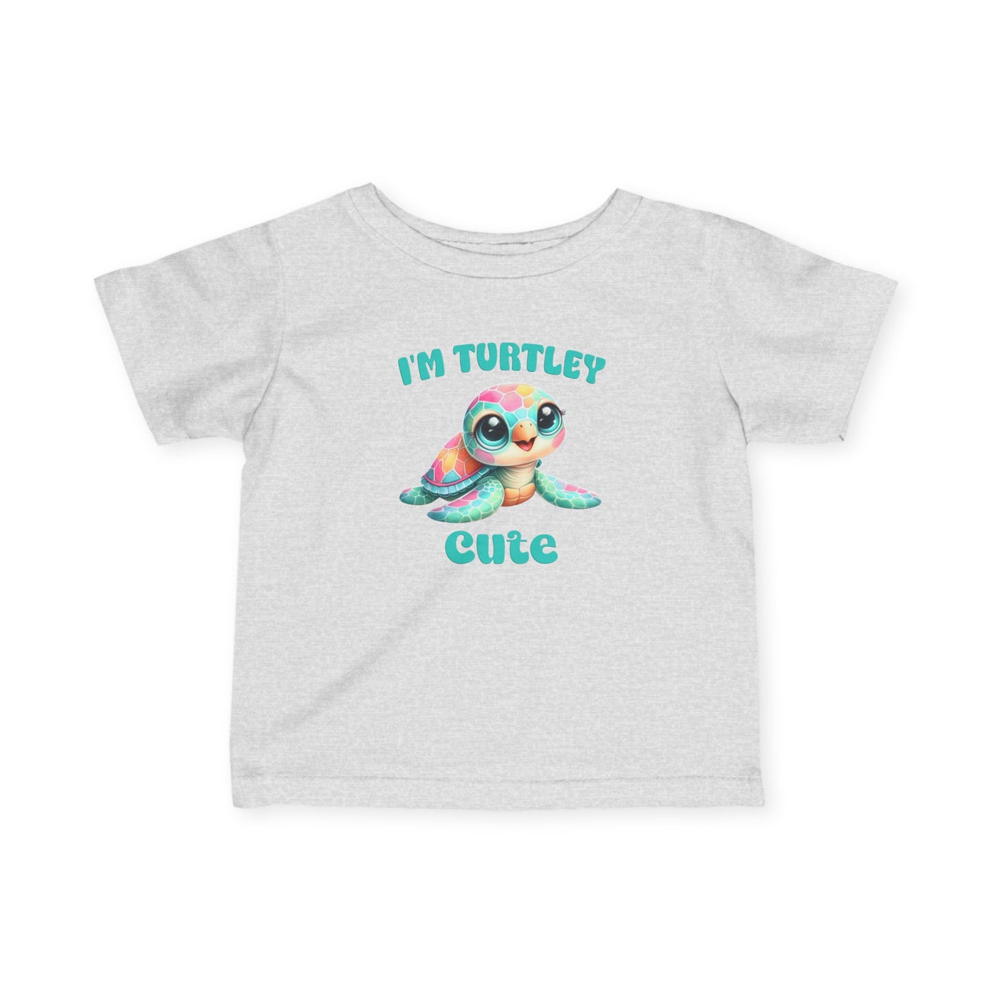 Infant Tee — "I'm Turtley Cute" Colorful Baby Turtle Graphic