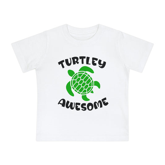 Baby T-Shirt — "Turtley Awesome" Green Turtle Graphic