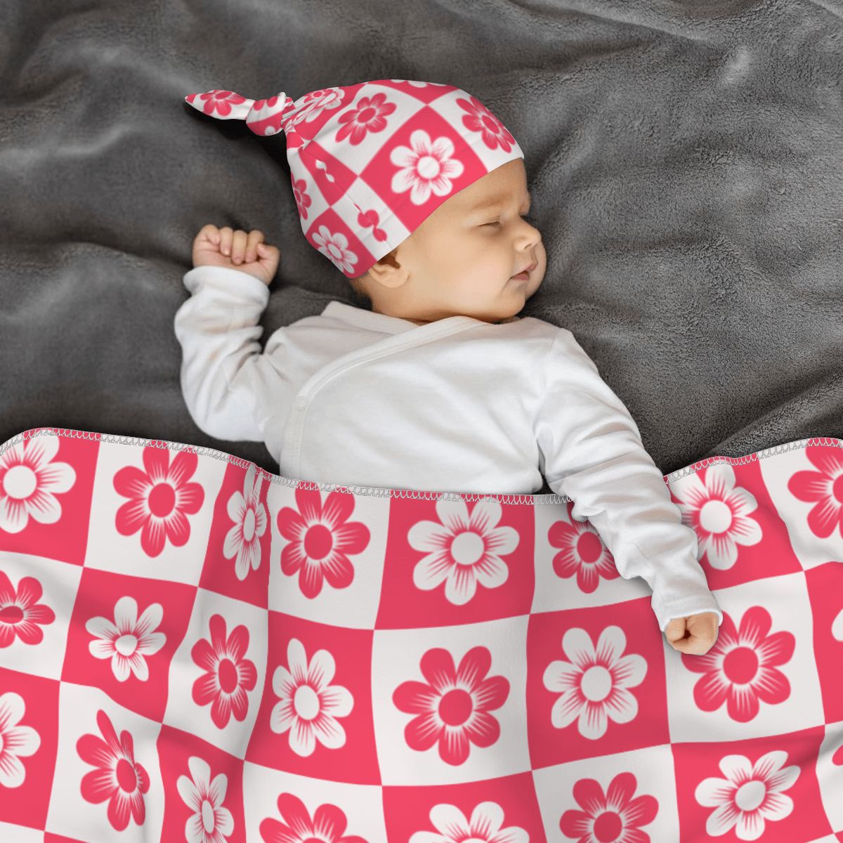Berry Cute Baby Swaddle Blanket & Beanie Set