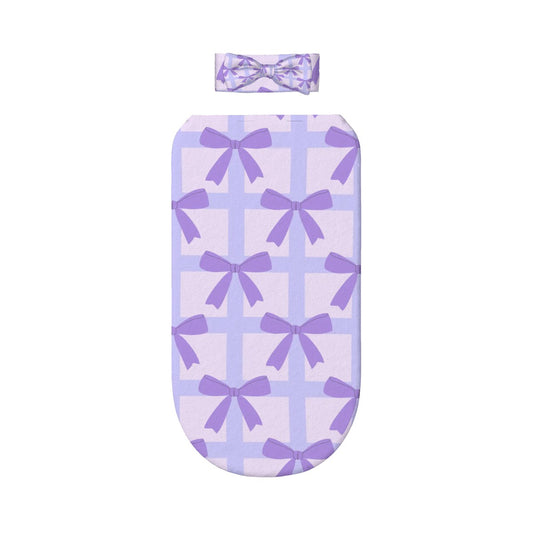Baby Swaddle Sack with Baby Headbands Purple Bow