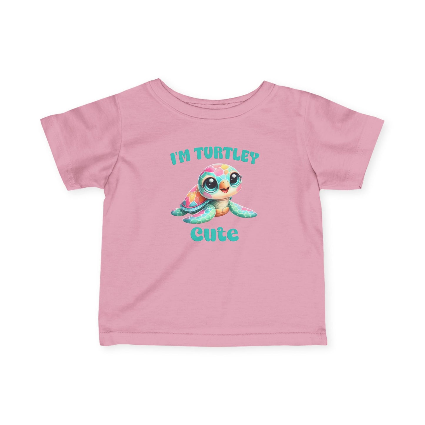 Infant Tee — "I'm Turtley Cute" Colorful Baby Turtle Graphic