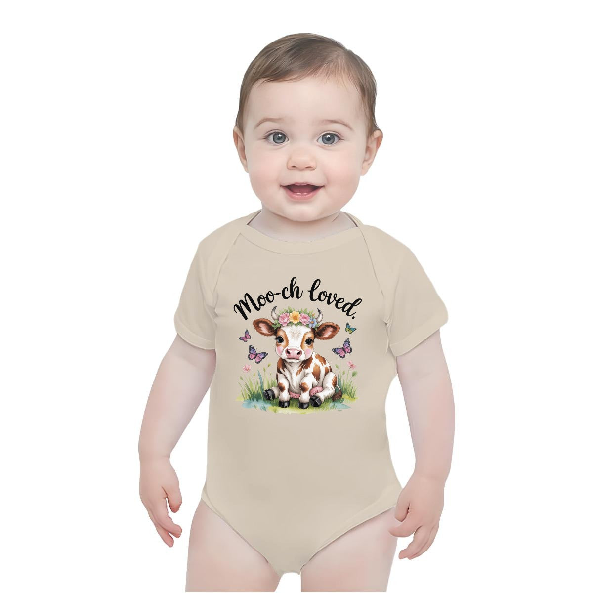 Baby Short-Sleeve Onesie Printed in USA| 190GSM Front DTF