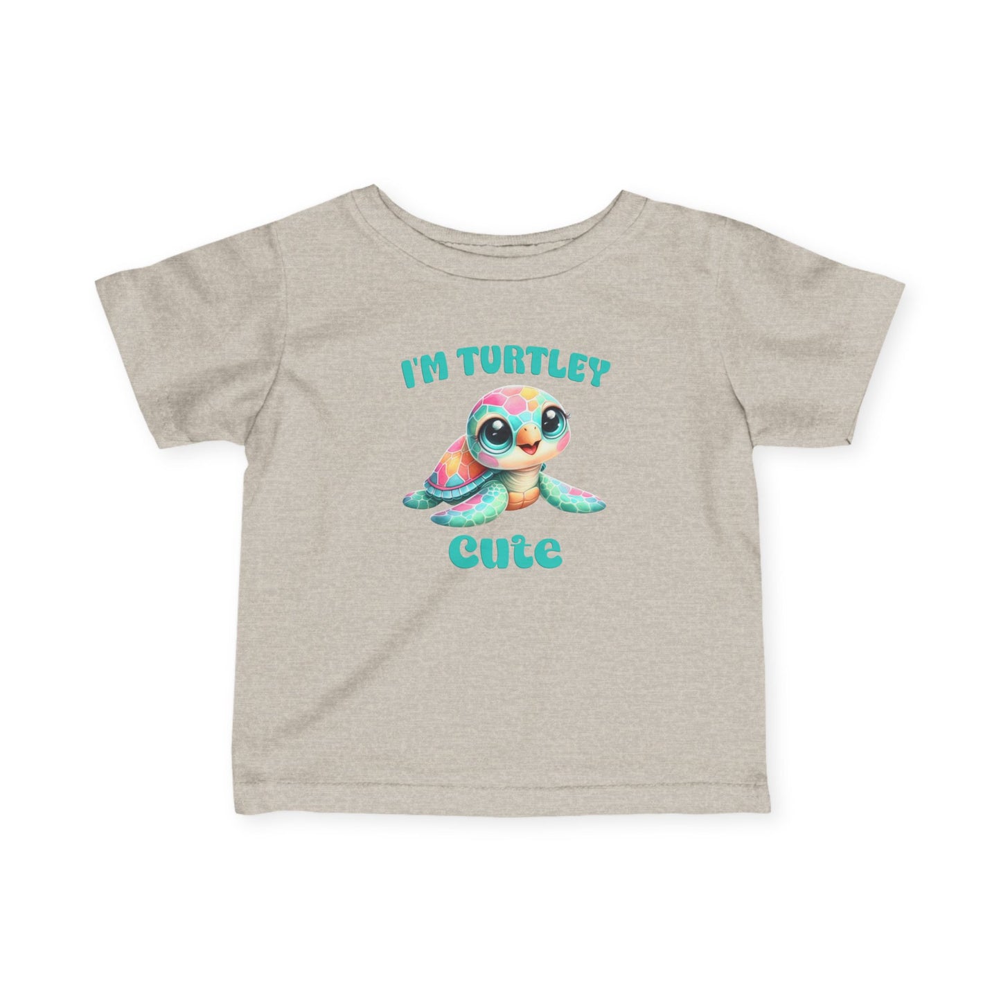 Infant Tee — "I'm Turtley Cute" Colorful Baby Turtle Graphic