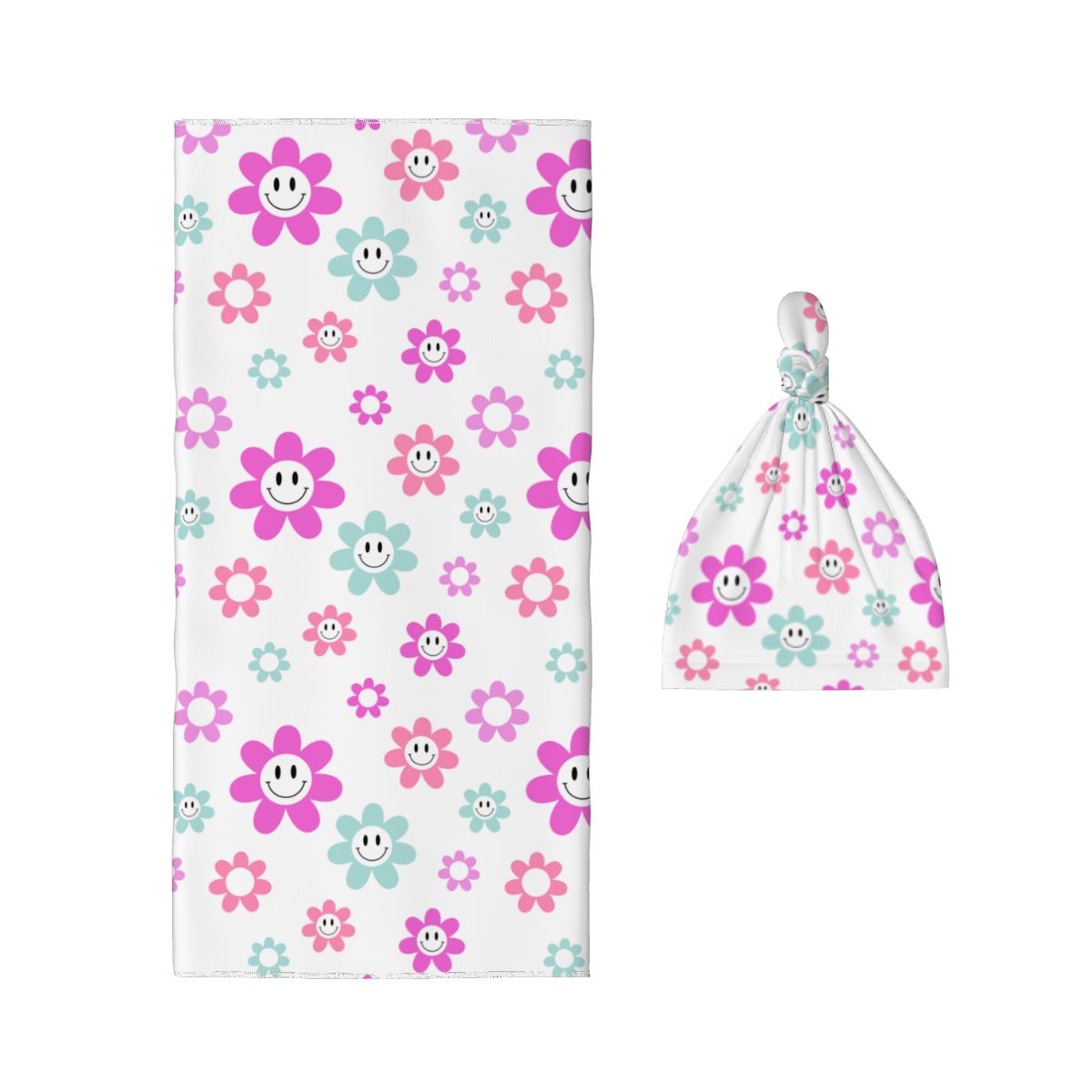 Baby Swaddle Blanket & Beanie Hat Set