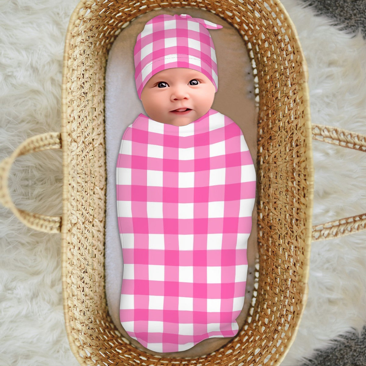 Baby Swaddle Blanket pink checkered