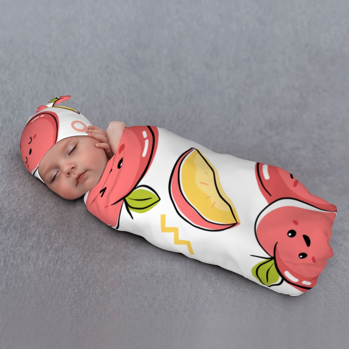 Baby Swaddle Blanket & Beanie Hat Set