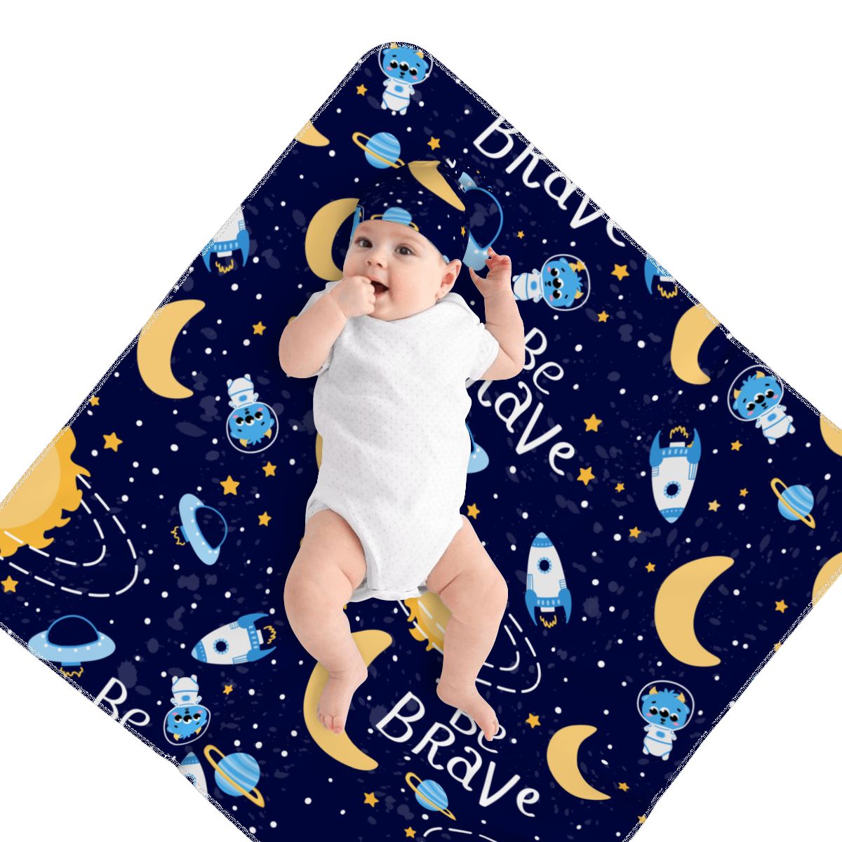 Baby Swaddle Blanket & Beanie Hat Set