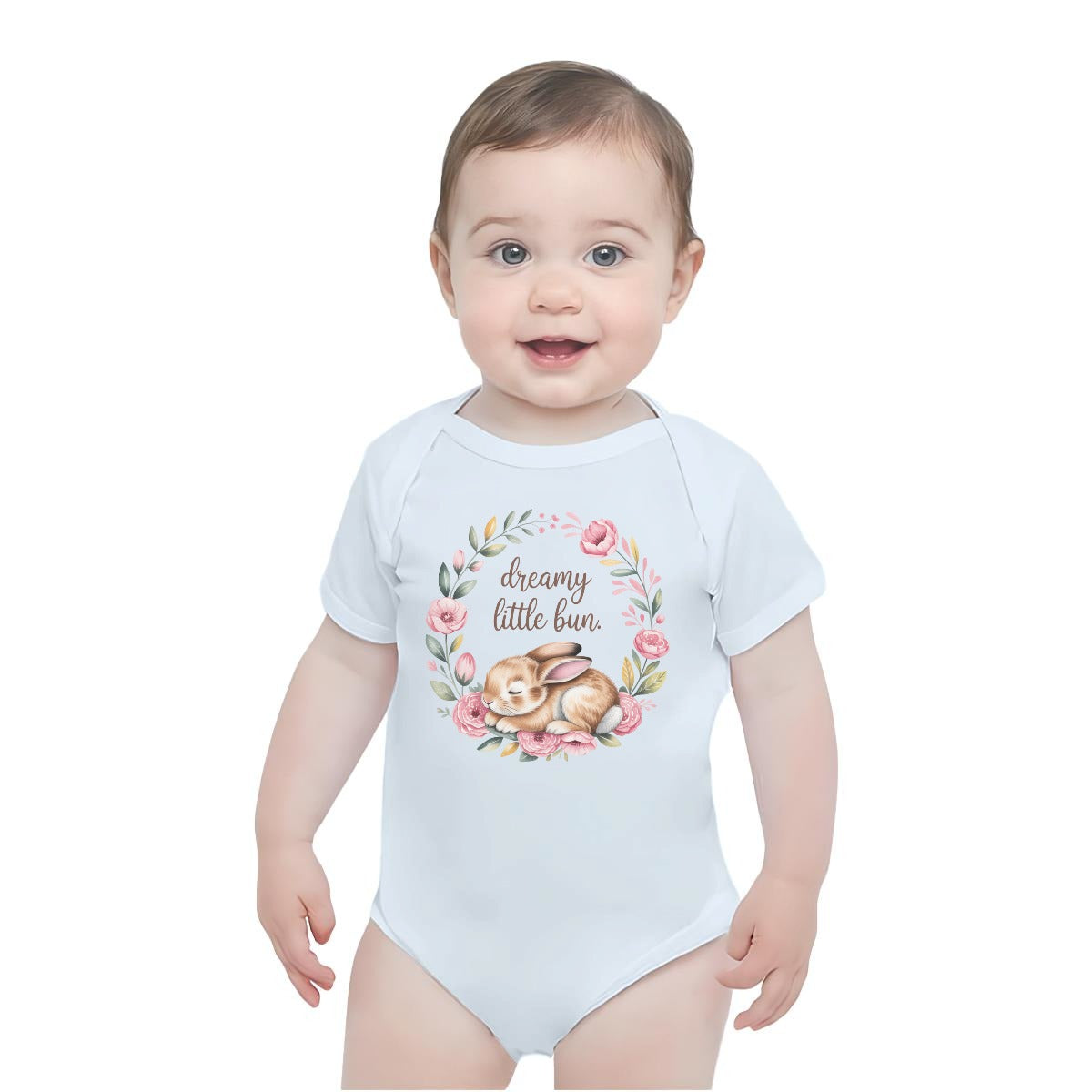 Baby Short-Sleeve Onesie Printed in USA| 190GSM Front DTF