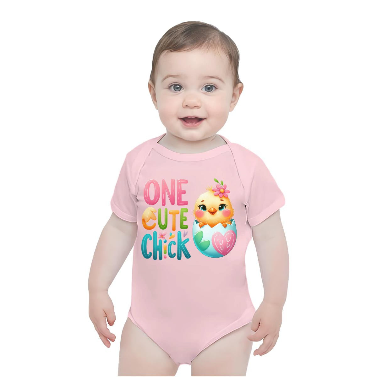 Baby Short-Sleeve Onesie Printed in USA| 190GSM Front DTF