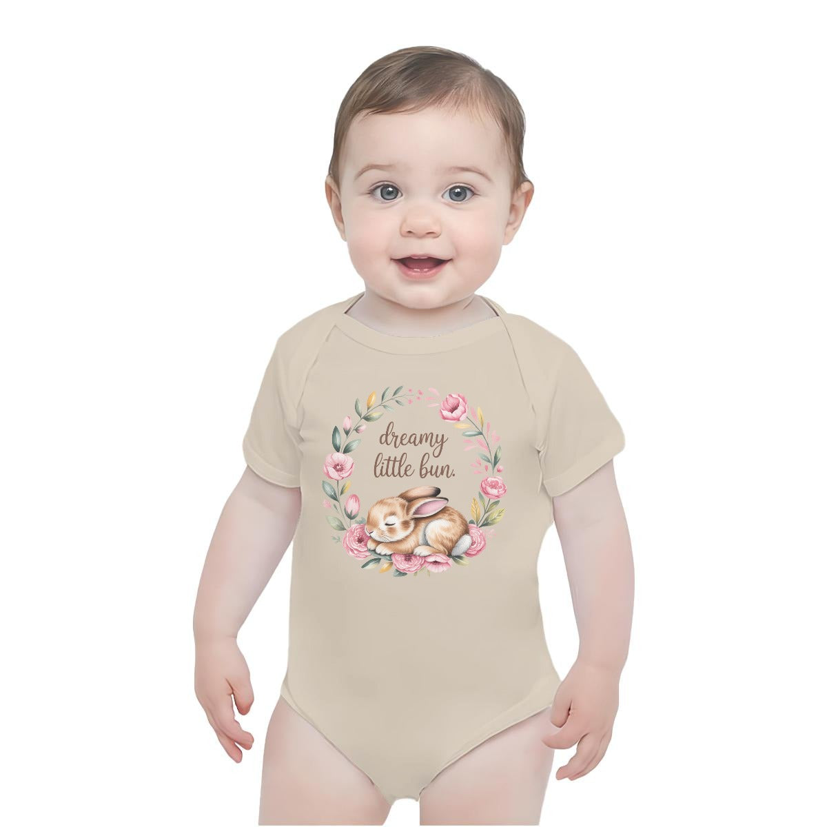 Baby Short-Sleeve Onesie Printed in USA| 190GSM Front DTF