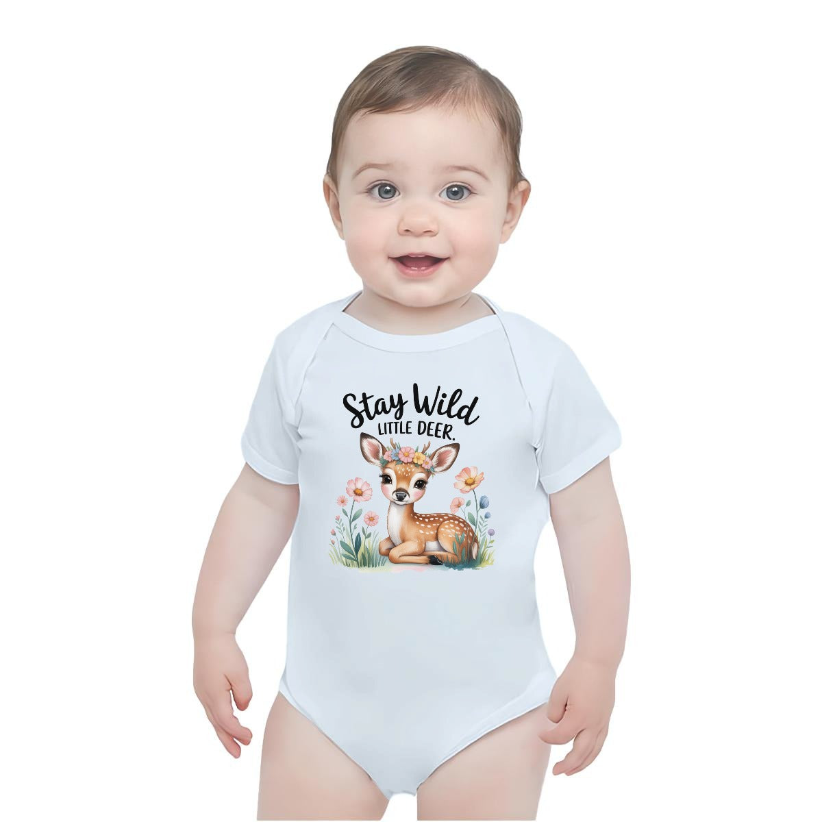 Baby Short-Sleeve Onesie Printed in USA| 190GSM Front DTF