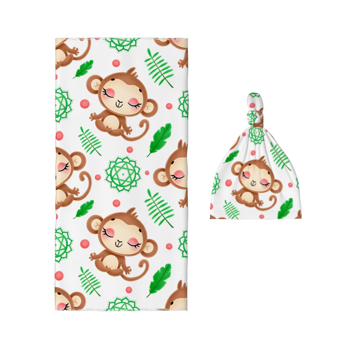 Baby Swaddle Blanket & Beanie Hat Set