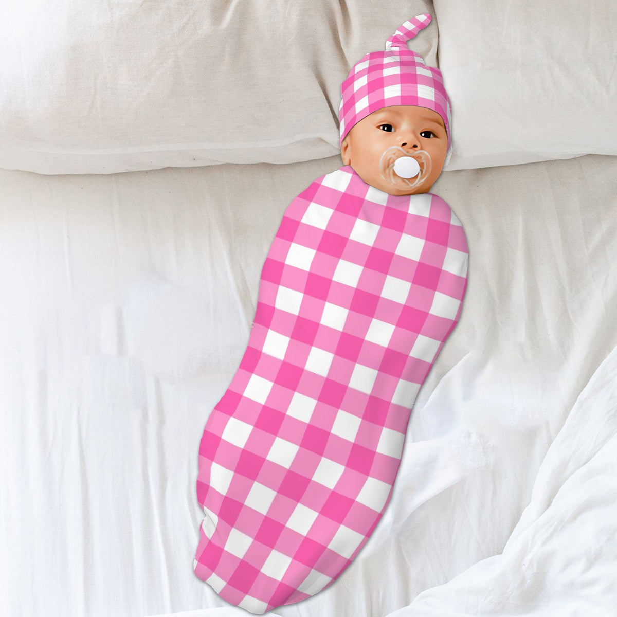 Baby Swaddle Blanket pink checkered