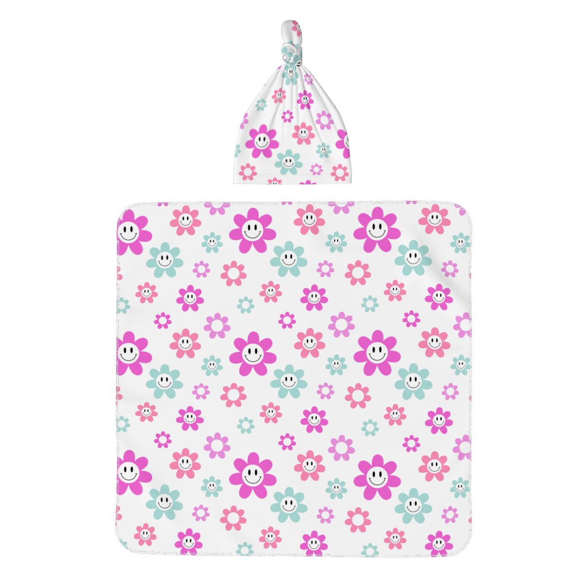 Baby Swaddle Blanket & Beanie Hat Set