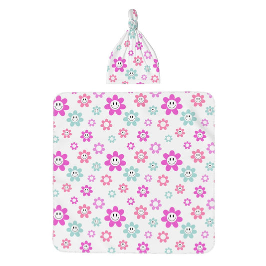 Baby Swaddle Blanket & Beanie Hat Set