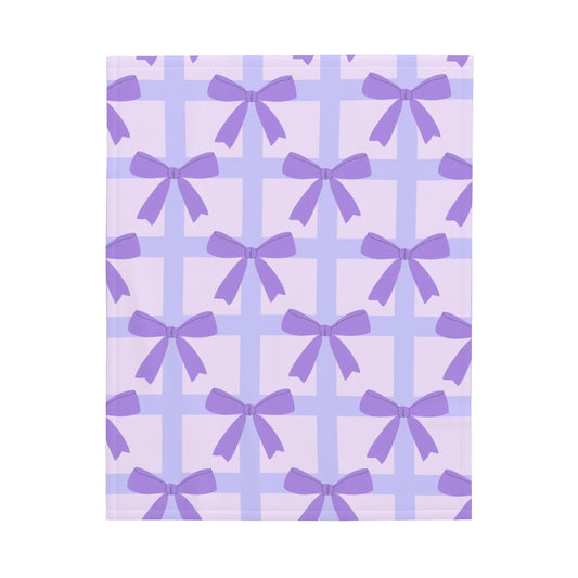 Large Baby Blanket Purple Bow