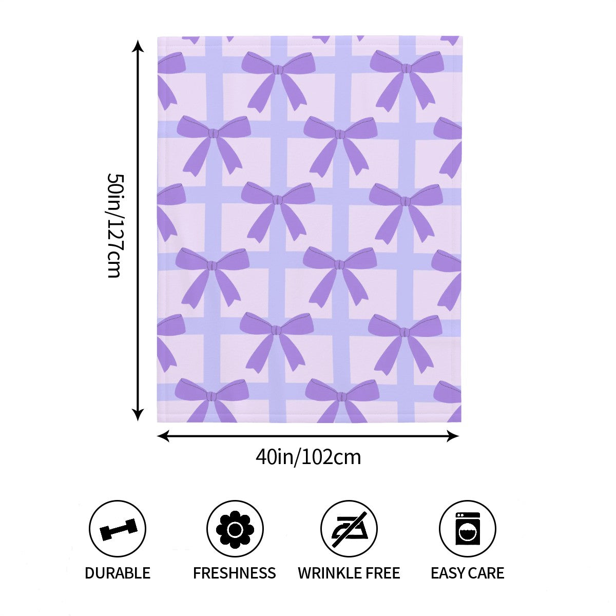 Large Baby Blanket Purple Bow