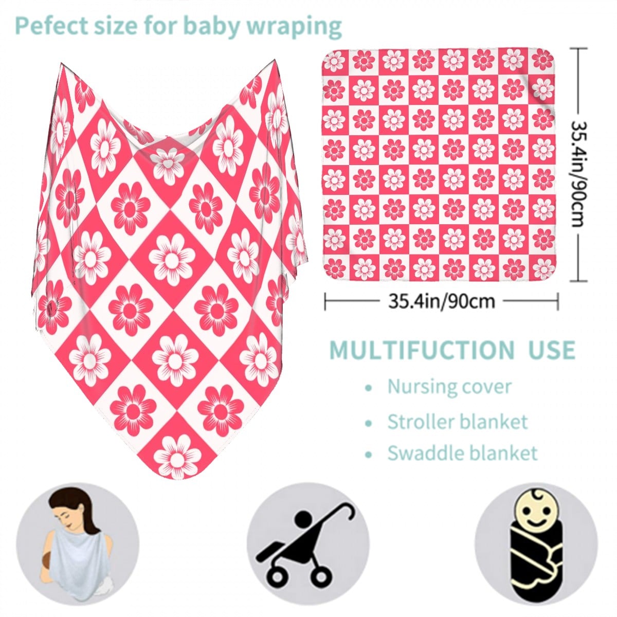 🌸 Berry Cute Floral Swaddle Blanket 🌸
