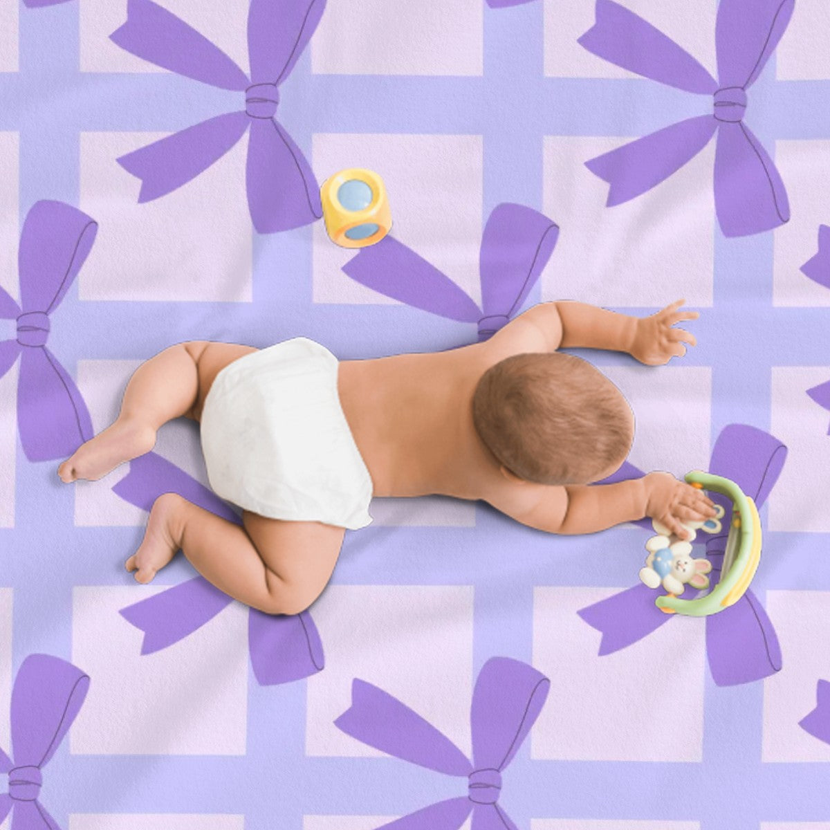Large Baby Blanket Purple Bow