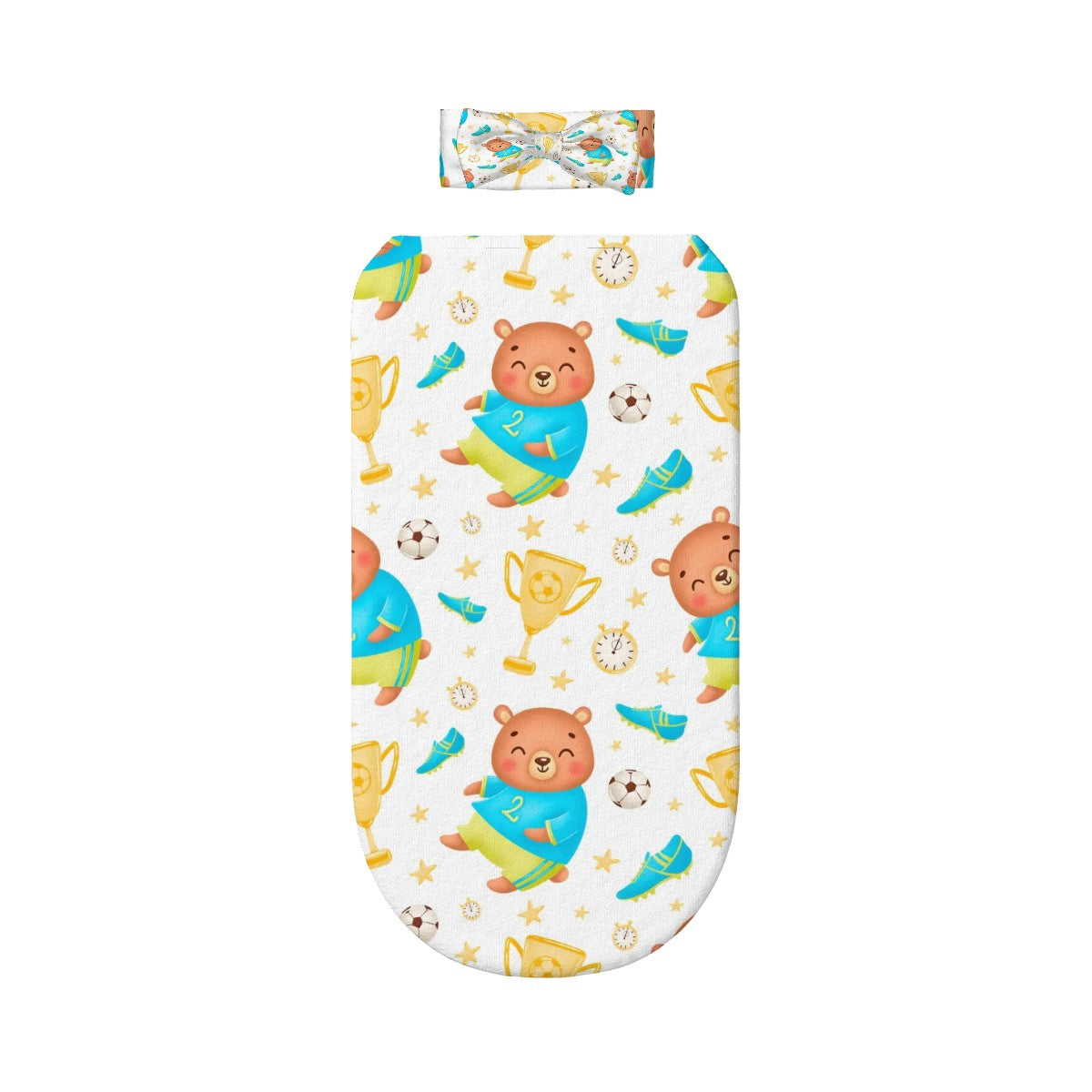 Baby Swaddle Sack with Baby Headbands Baby Bear Soccer