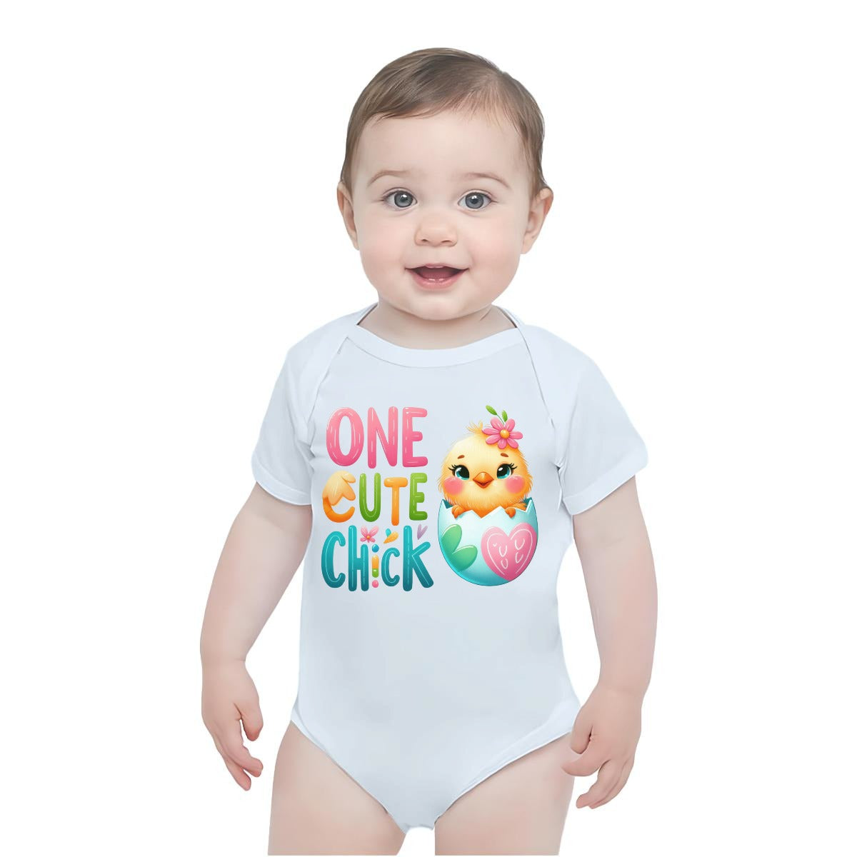 Baby Short-Sleeve Onesie Printed in USA| 190GSM Front DTF
