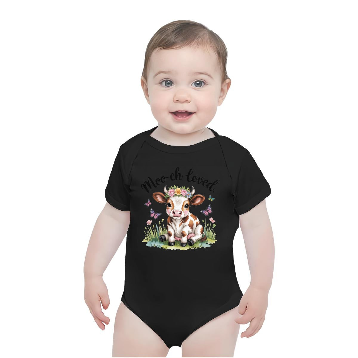 Baby Short-Sleeve Onesie Printed in USA| 190GSM Front DTF