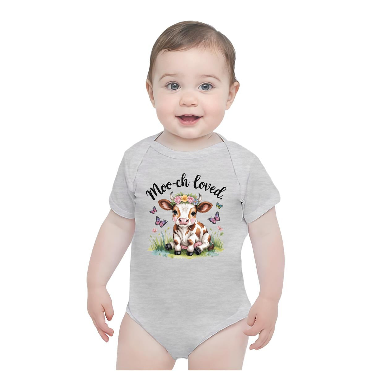 Baby Short-Sleeve Onesie Printed in USA| 190GSM Front DTF