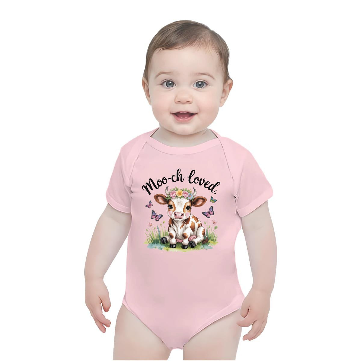 Baby Short-Sleeve Onesie Printed in USA| 190GSM Front DTF