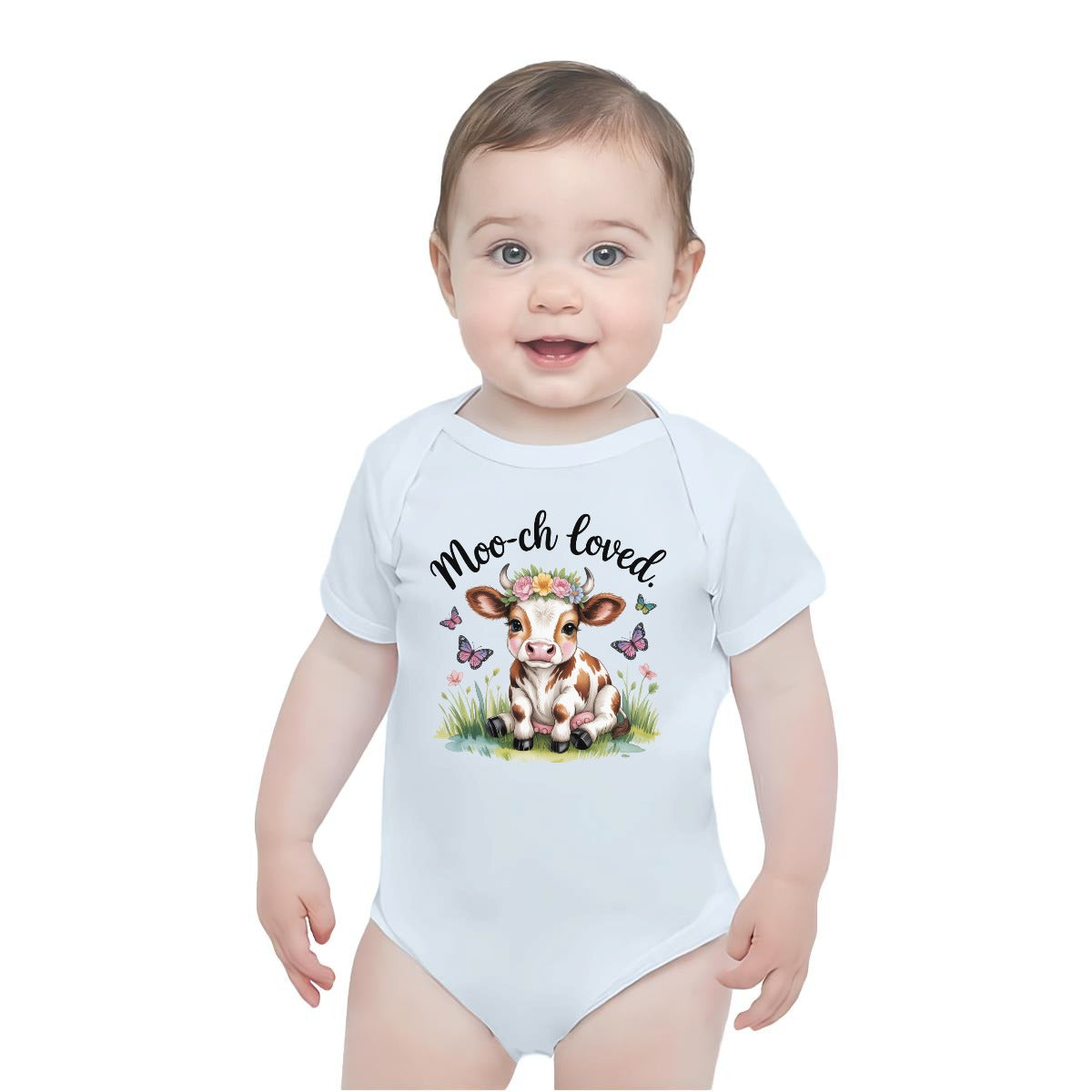 Baby Short-Sleeve Onesie Printed in USA| 190GSM Front DTF